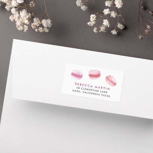Blush Pink French Macarons Return Address Label