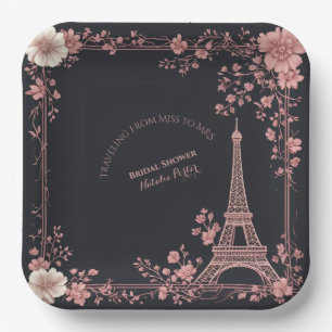 Blush Pink French Miss to Mrs Bridal Shower Paris  Paper Plates