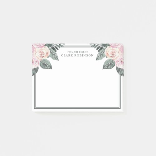 Blush Pink From The Desk Of Watercolor Roses Post_it Notes