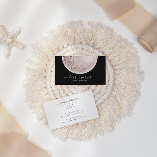 blush pink full moon elegant Business Card