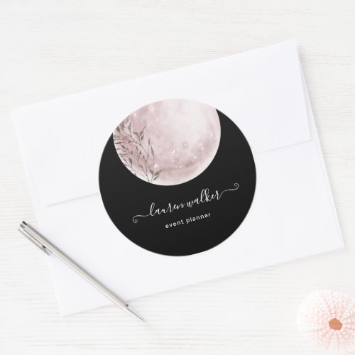 Blush Pink Full Moon Elegant Classic Round Sticker