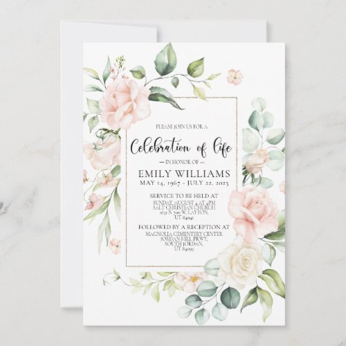 Blush Pink Funeral Invitation