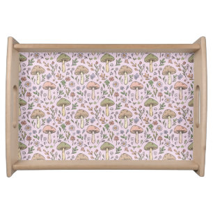 Blush Pink Fungi Coquettecore Home Decor Gift Serving Tray