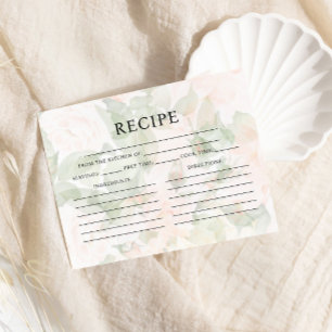 Blush Pink Garden Floral Bridal Shower Recipe Enclosure Card