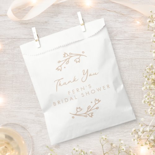 Blush Pink Garden Floral Bridal Shower Thank You Favor Bag