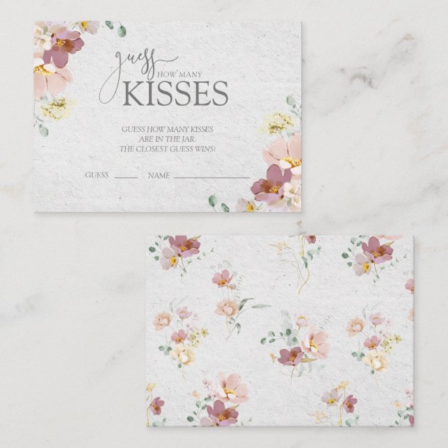 Blush Pink Garden Flowers Bridal Shower Game Enclosure Card (Front/Back)