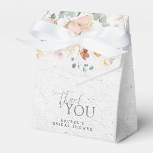 Blush Pink Garden Flowers Bridal Shower Thank You Favor Boxes