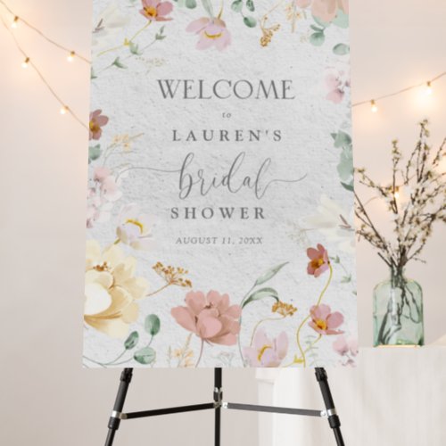 Blush Pink Garden Flowers Bridal Shower Welcome Foam Board