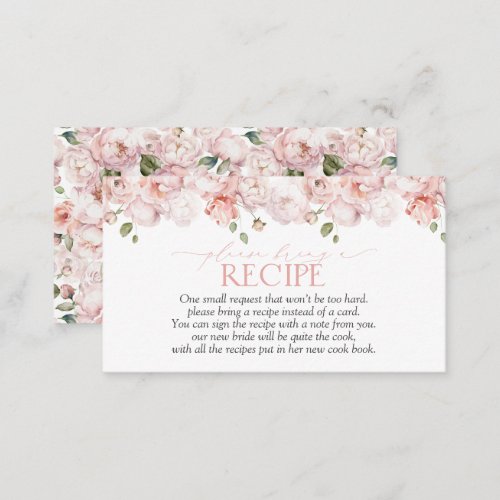 Blush Pink Garden Flowers Please Bring A Recipe Enclosure Card