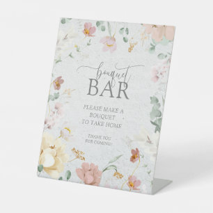 Blush Pink Garden Flowers Shower Bouquet Bar Pedestal Sign