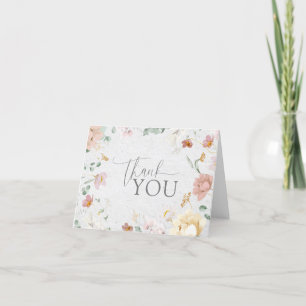 Blush Pink Garden Flowers Shower Thank You Card