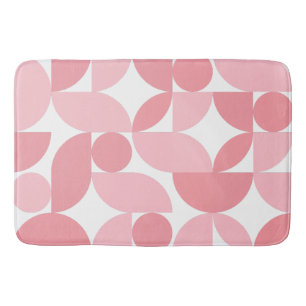 Blush Pink Geometric Abstract Pattern Bath Mat