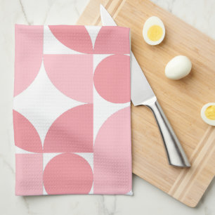 Blush Pink Geometric Abstract Pattern Kitchen Towel
