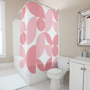 Blush Pink Geometric Abstract Pattern Shower Curtain