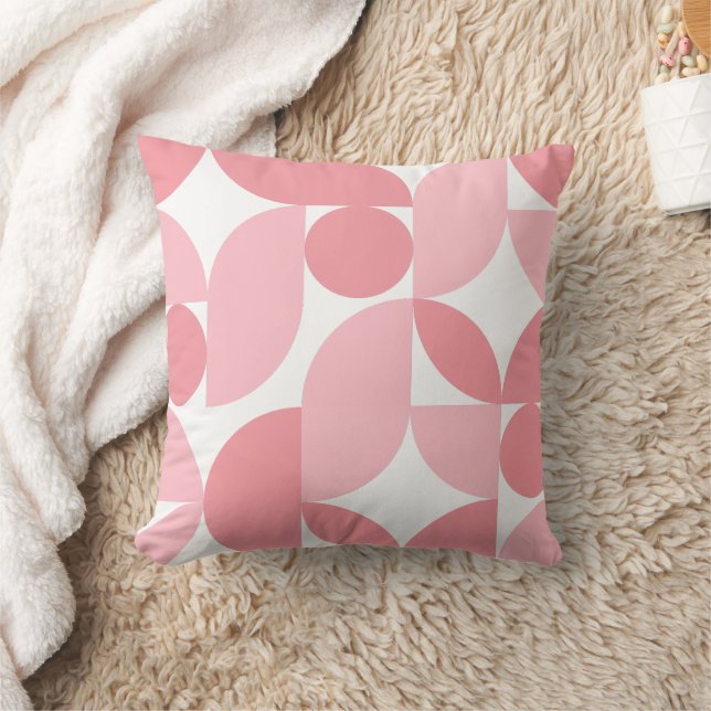 Blush Pink Geometric Abstract Pattern  Throw Pillow (Blanket)
