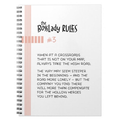 Blush Pink Geometric BossLady Rule 3 Motivational Notebook