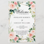 Blush Pink Geometric Botanical Wedding Program<br><div class="desc">Elegant Blush pink / peach spring floral botanical wedding program featuring a bouquet of soft pastel watercolor roses, peonies and hydrangeas in shades of blush pink, peach and cream with lush green botanical leaves and eucalyptus leaves. A modern design choice that is perfect for spring and summer sage blush pink...</div>