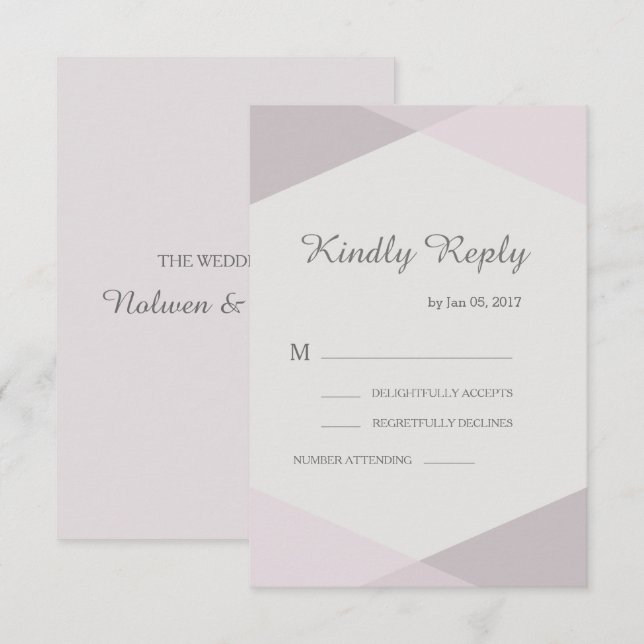 Blush pink geometric elegant modern wedding rsvp invitation (Front/Back)