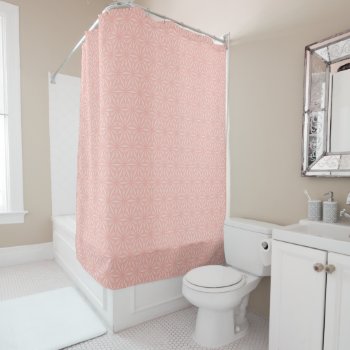 Blush Pink Geometric Flower Pattern Shower Curtain by whimsydesigns at Zazzle