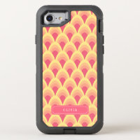 Blush Pink Geometric Pattern Monogram OtterBox Defender iPhone 8/7 Case