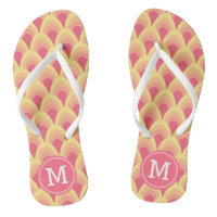 Blush Pink Geometric Pattern Personalize Monogram Flip Flops