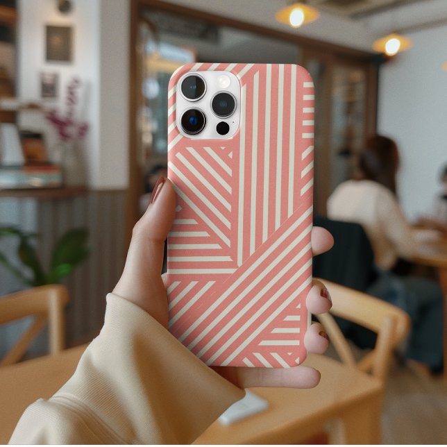 Blush Pink Geometric Stripes Feminine Girly  Case-Mate iPhone Case (Creator Uploaded)