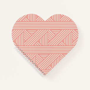 Blush pink Geometric Stripes Girly feminine Heart Notebook