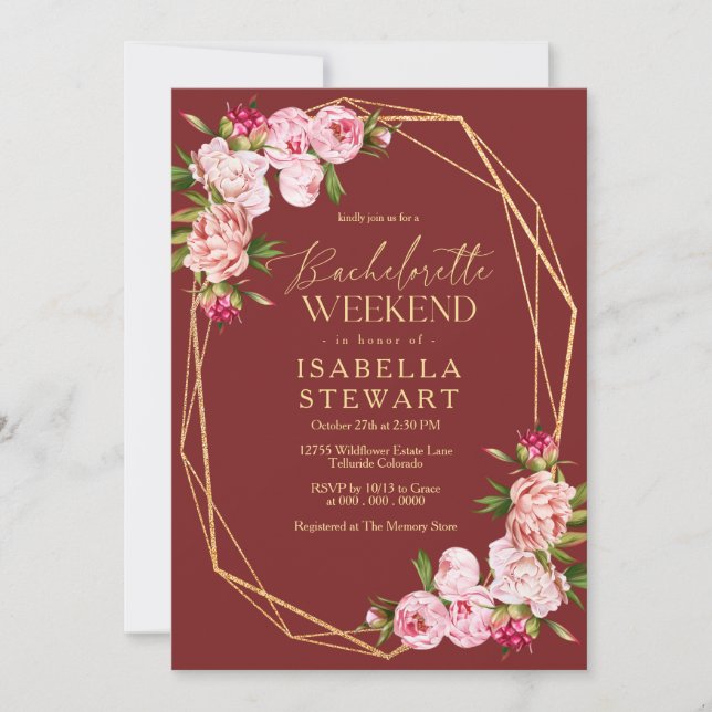 Blush Pink Geometric Terracotta Bachelorette Invitation (Front)