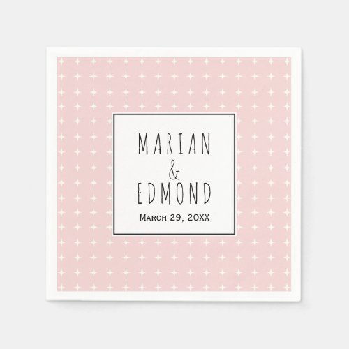Blush pink geometric typography wedding napki napkins