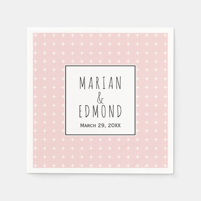 Blush pink geometric typography wedding napki napkins (Front)
