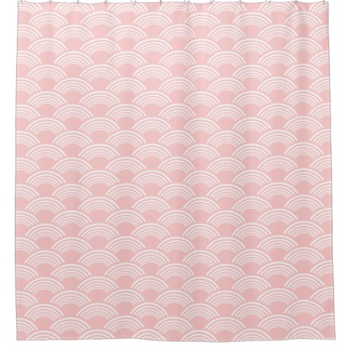Blush Pink Geometric Wave Pattern Shower Curtain