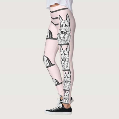 Blush Pink German Shepherd Dog Leggings