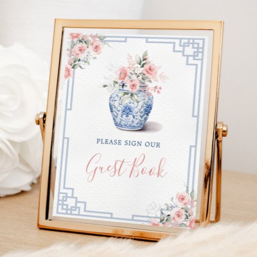 Blush Pink Ginger Jar Chinoiserie Baby Guest Book