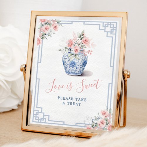 Blush Pink Ginger Jar Chinoiserie Love is Sweet Poster
