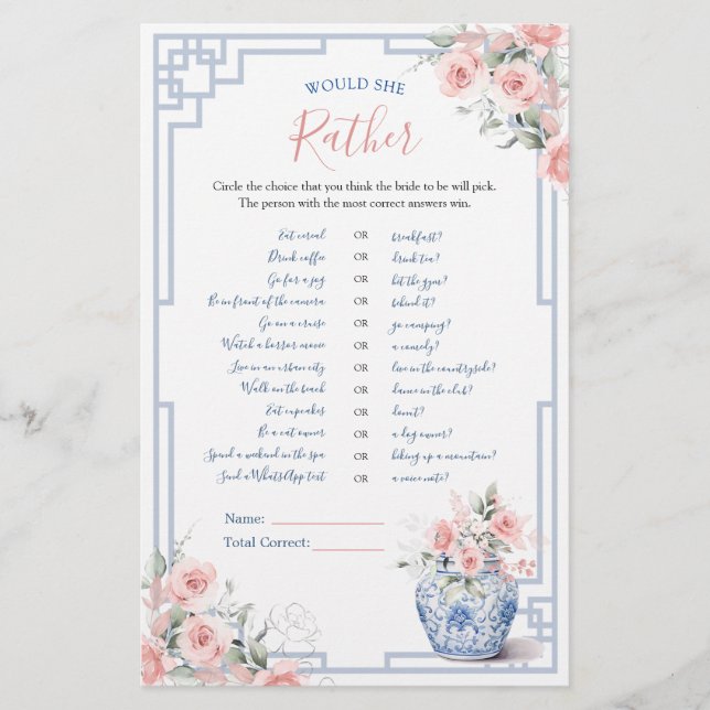 Blush Pink Ginger Jar Chinoiserie Would She Rather (Front)