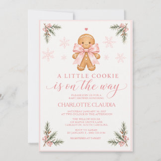 BLUSH PINK GINGERBREAD BABY SHOWER INVITATION