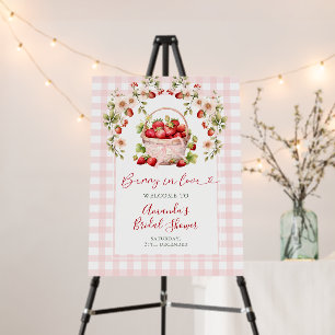 Blush Pink Gingham Berry in love Bridal Shower Foam Board