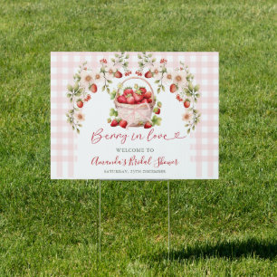 Blush Pink Gingham Berry in love Bridal Shower  Sign