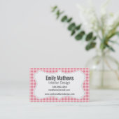 Blush Pink Gingham Business Card (Standing Front)