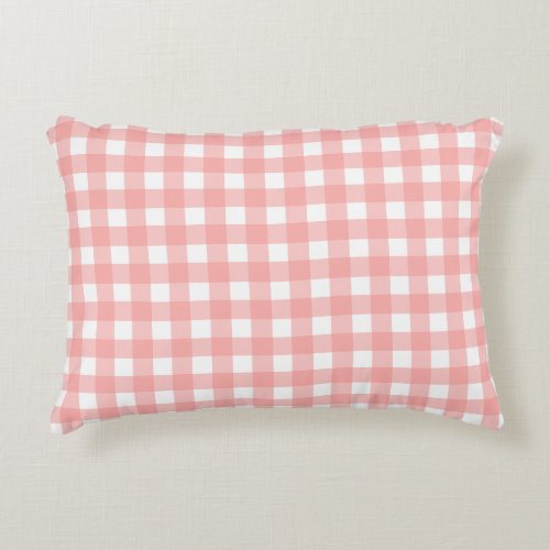 Blush Pink Gingham Check Pattern Accent Pillow