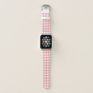 Blush Pink Gingham Check Pattern Apple Watch Band