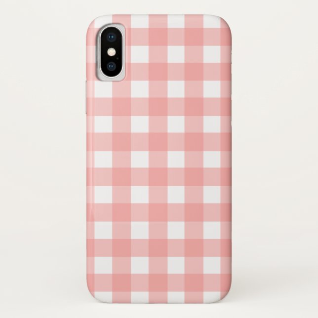 Blush Pink Gingham Check Pattern Case-Mate iPhone Case (Back)