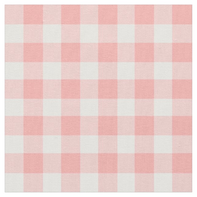 Blush Pink Gingham Check Pattern Fabric (Close Up)