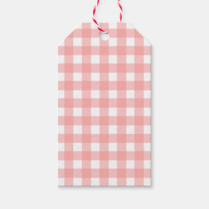 Blush Pink Gingham Check Pattern Gift Tags