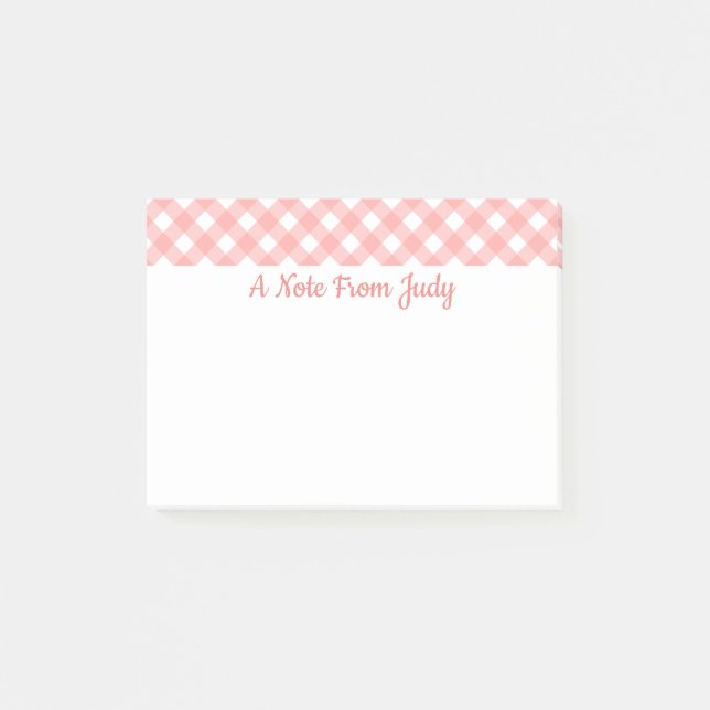 Blush Pink Gingham Check Pattern Post-it Notes (Front)
