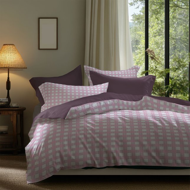 Blush Pink Gingham Duvet Cover Classic Tartan Look (Blush Pink Gingham Duvet Cover Classic Tartan Look)