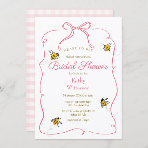 Blush Pink Gingham Meant To Bee Bridal Shower  Invitation