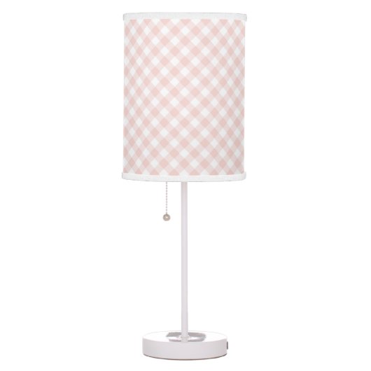 Blush Pink Gingham Plaid Girl Nursery Table Lamp (Right)
