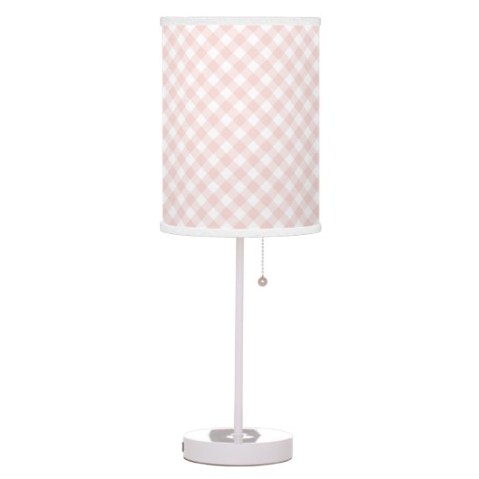 Blush Pink Gingham Plaid Girl Nursery Table Lamp (Left)