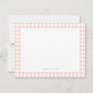 Blush Pink Gingham Typewriter Name Note Card
